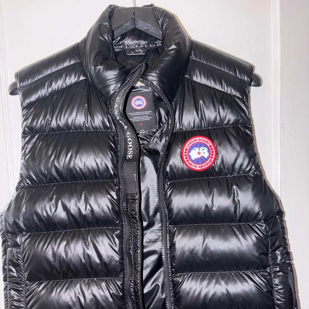 Canada Goose Black Puffer Vest with Red & White Arctic Patch
